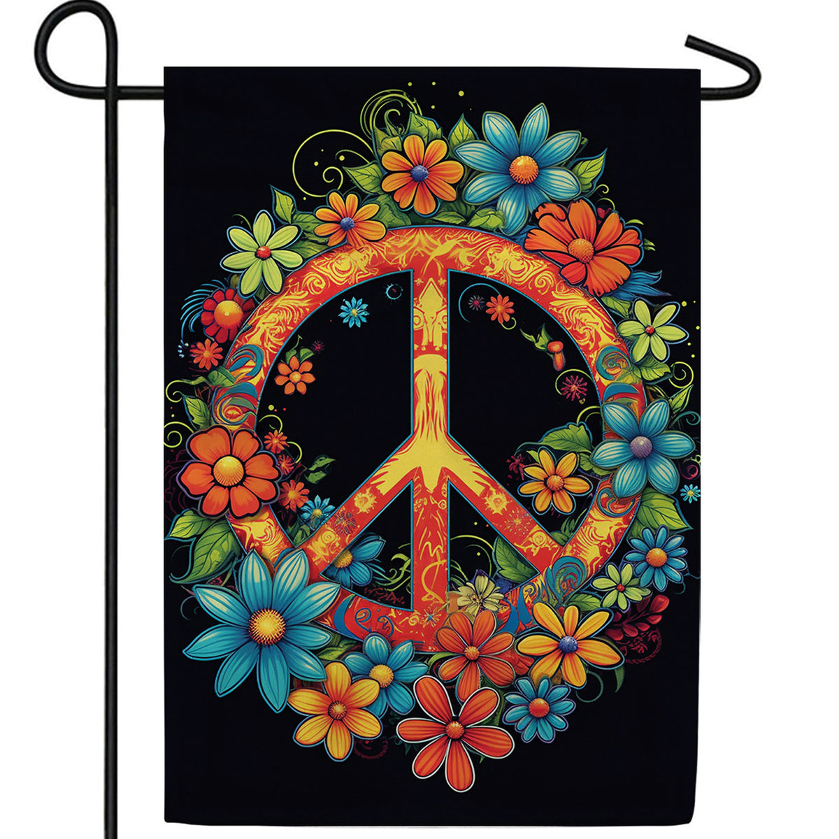 Blooming Peace Sign Double Sided Garden Flag
