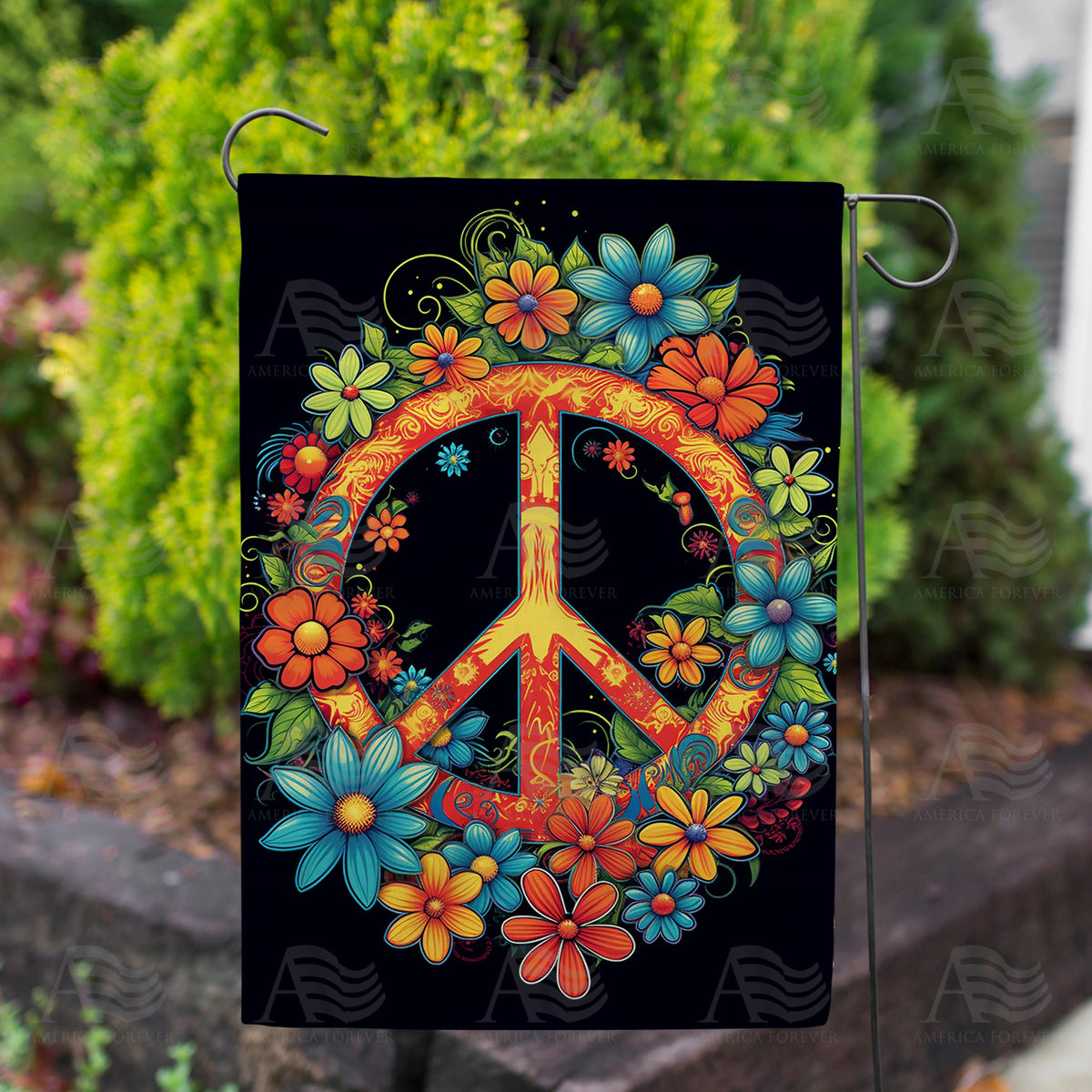 Blooming Peace Sign Double Sided Garden Flag