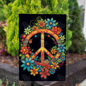 Blooming Peace Sign Double Sided Garden Flag