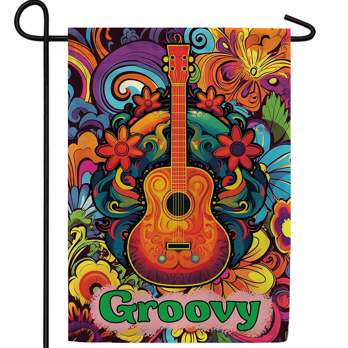 Groovy Guitar Double Sided Garden Flag