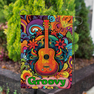 Groovy Guitar Double Sided Garden Flag
