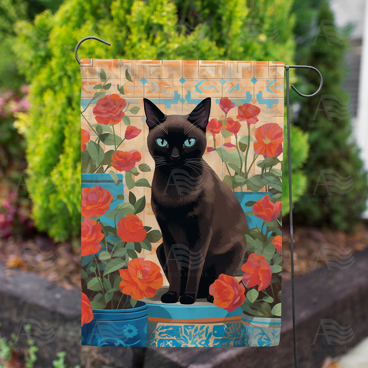 Black Cat Terracotta Double Sided Garden Flag