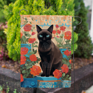 Black Cat Terracotta Double Sided Garden Flag