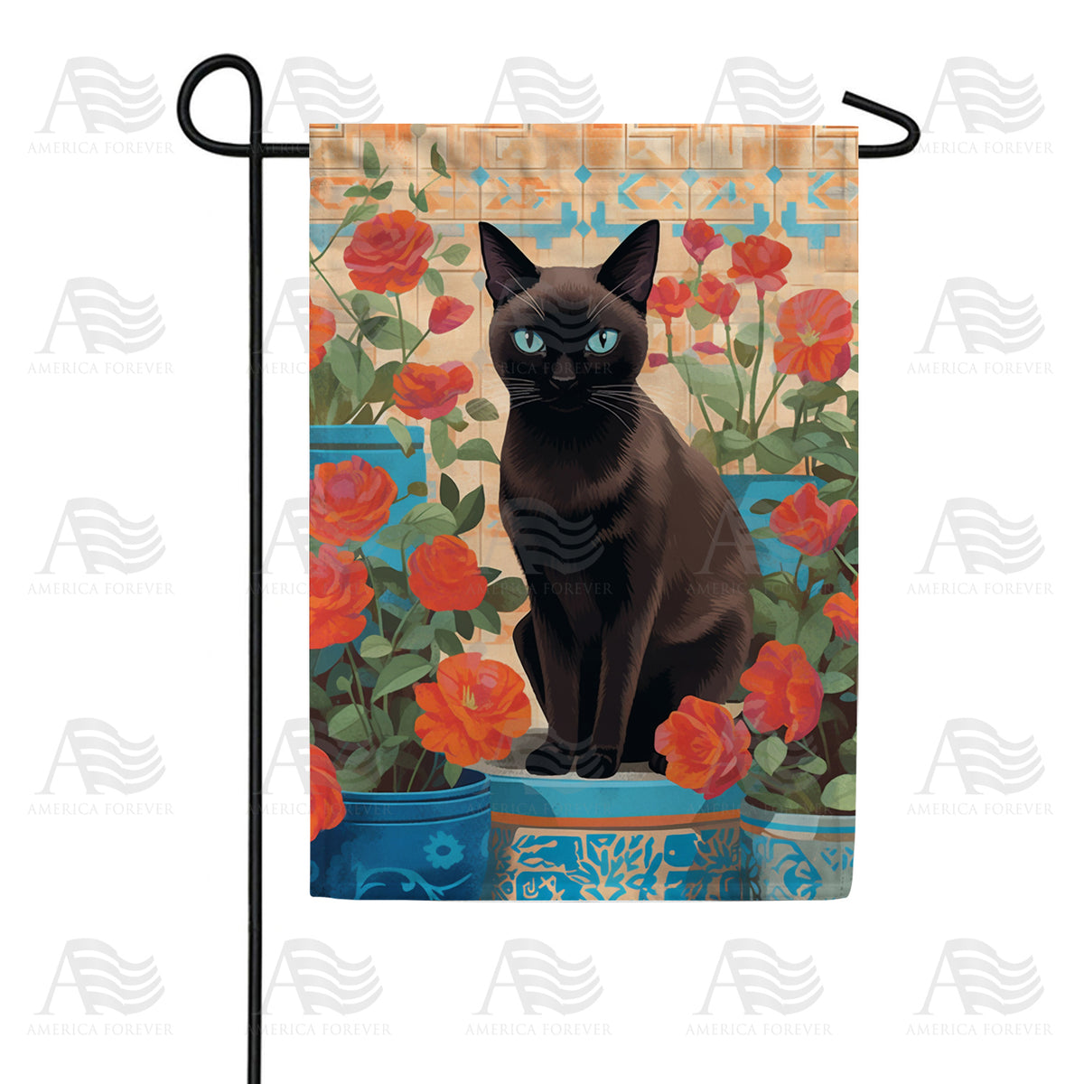 Black Cat Terracotta Double Sided Garden Flag