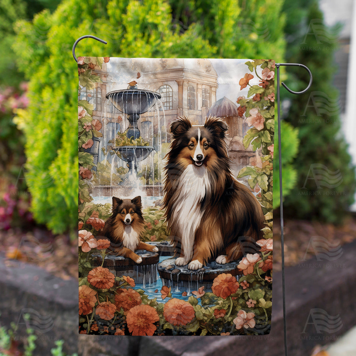 Collies Double Sided Garden Flag