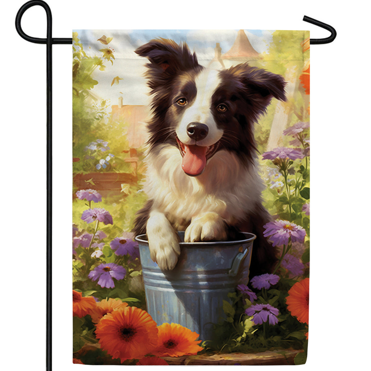 America Forever Border Collie Double Sided Garden Flag