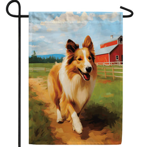 Country Collie Double Sided Garden Flag