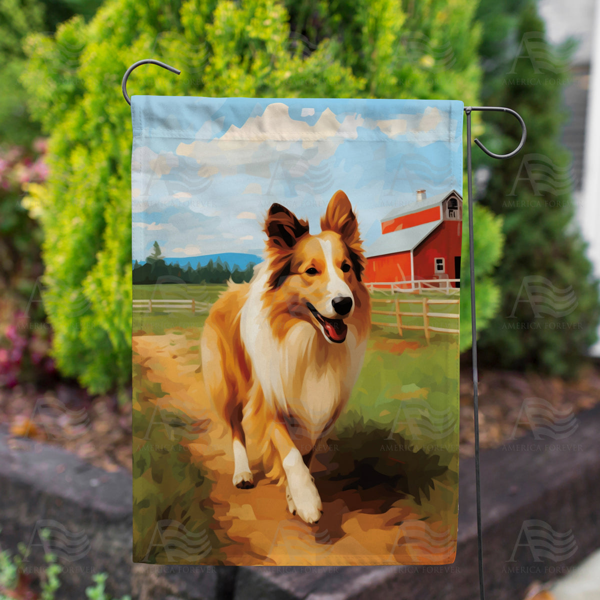 Country Collie Double Sided Garden Flag