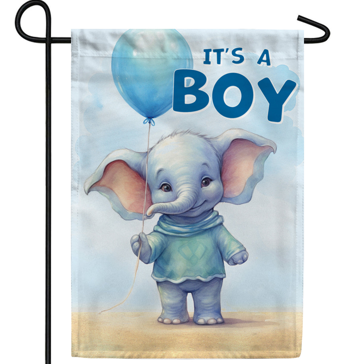 Baby Boy Elephant Double Sided Garden Flag