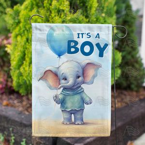 Baby Boy Elephant Double Sided Garden Flag