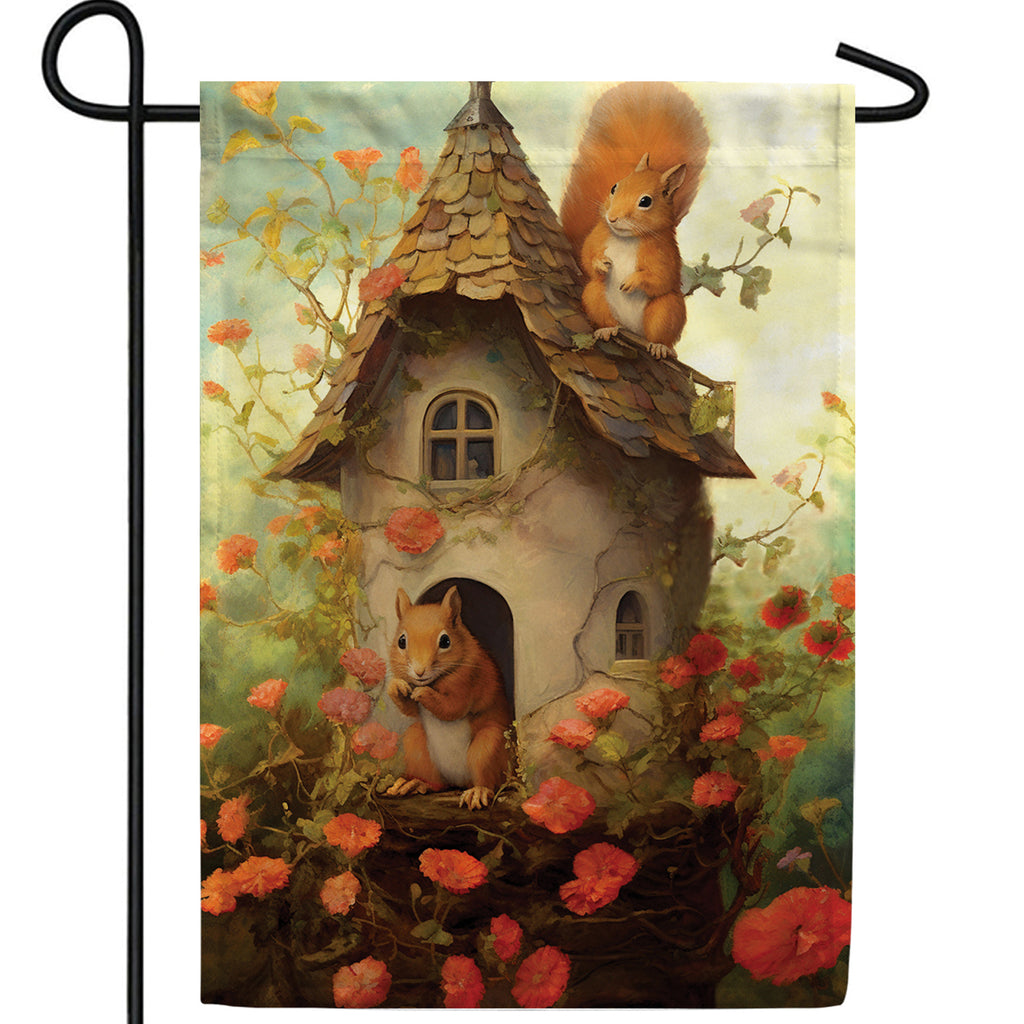 Squirrel Home Double Sided Garden Flag
