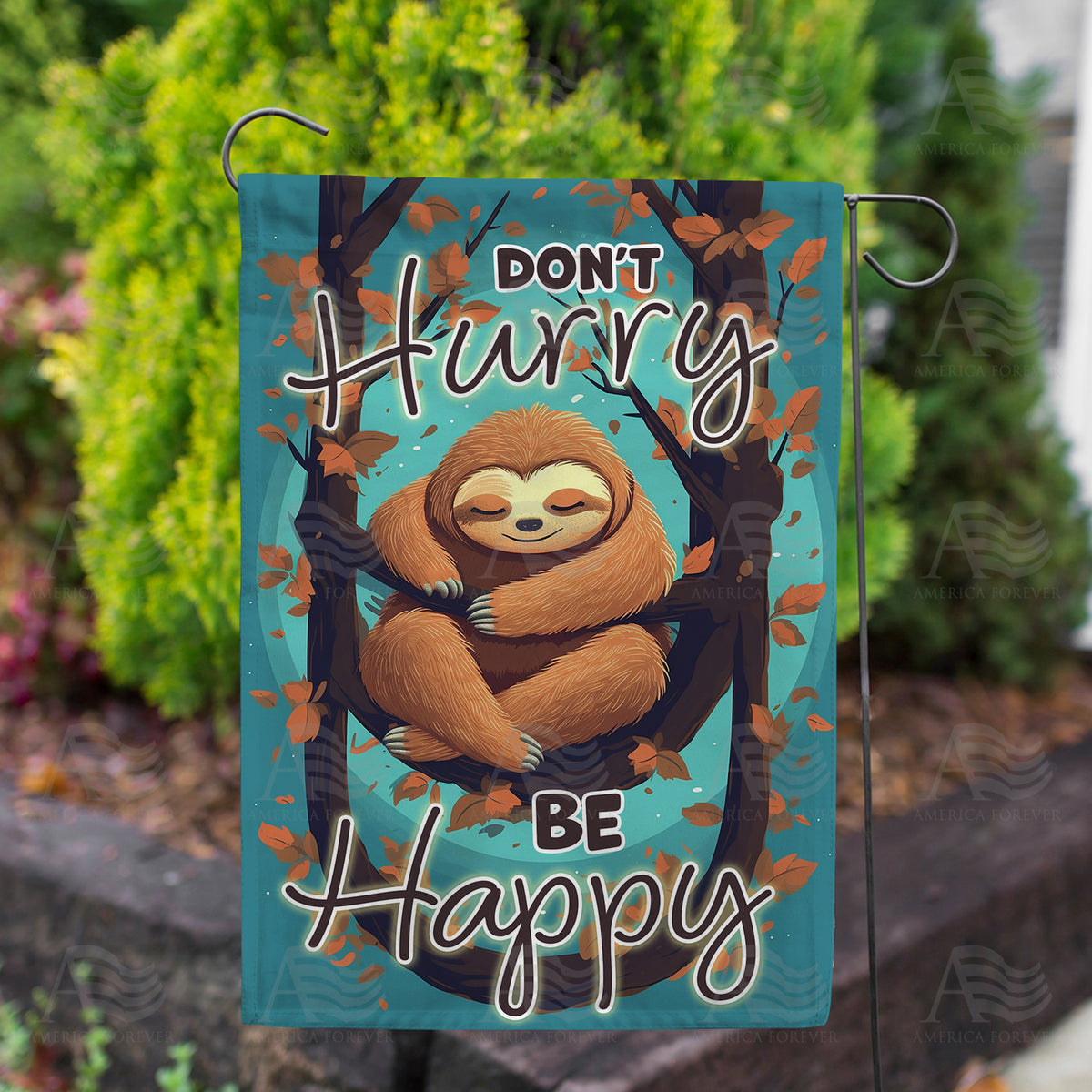 Happy Sloth Double Sided Garden Flag