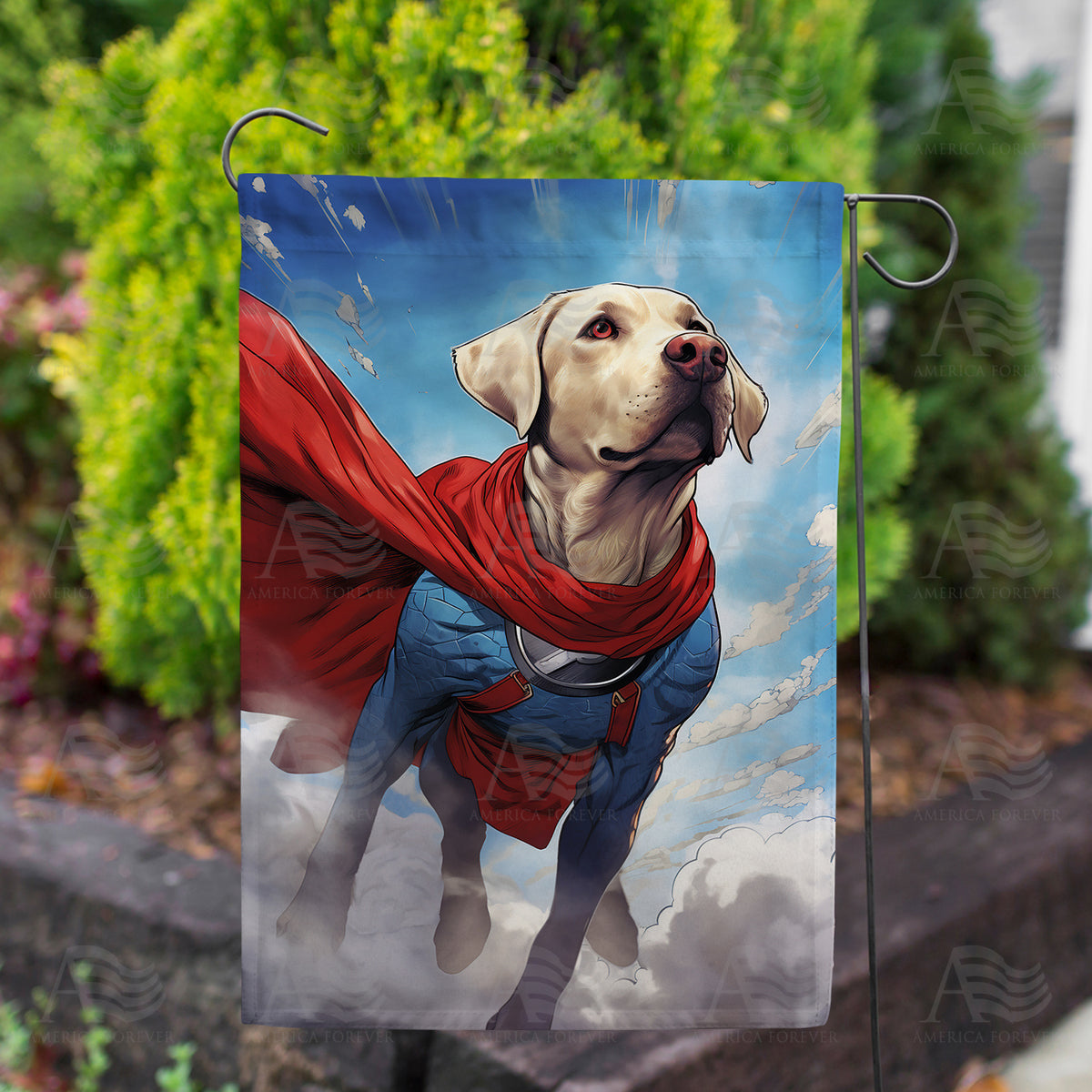 Super Dog Double Sided Garden Flag