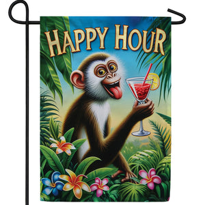Happy Hour Monkey Double Sided Garden Flag