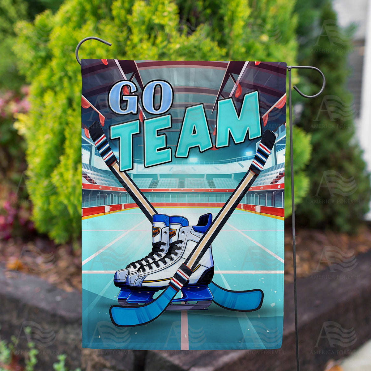 Ice Hockey Face Off Double Sided Garden Flag