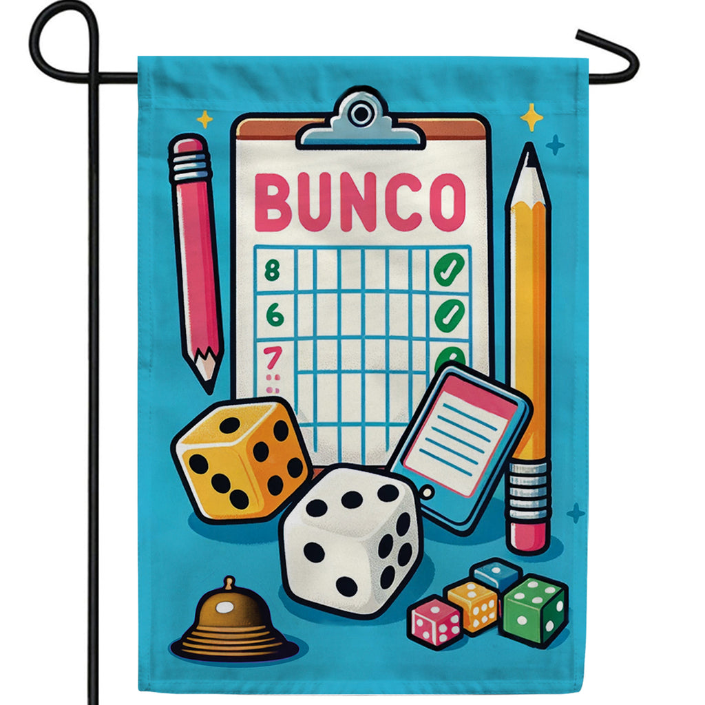 Classic Bunco Scorecard and Dice Double Sided Garden Flag