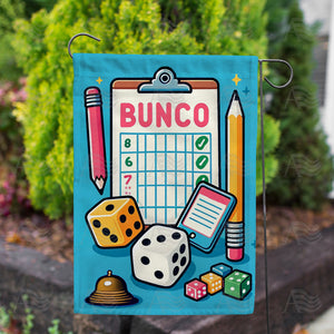 Classic Bunco Scorecard and Dice Double Sided Garden Flag