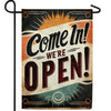 Retro Come In We're Open Sign Double Sided Garden Flag