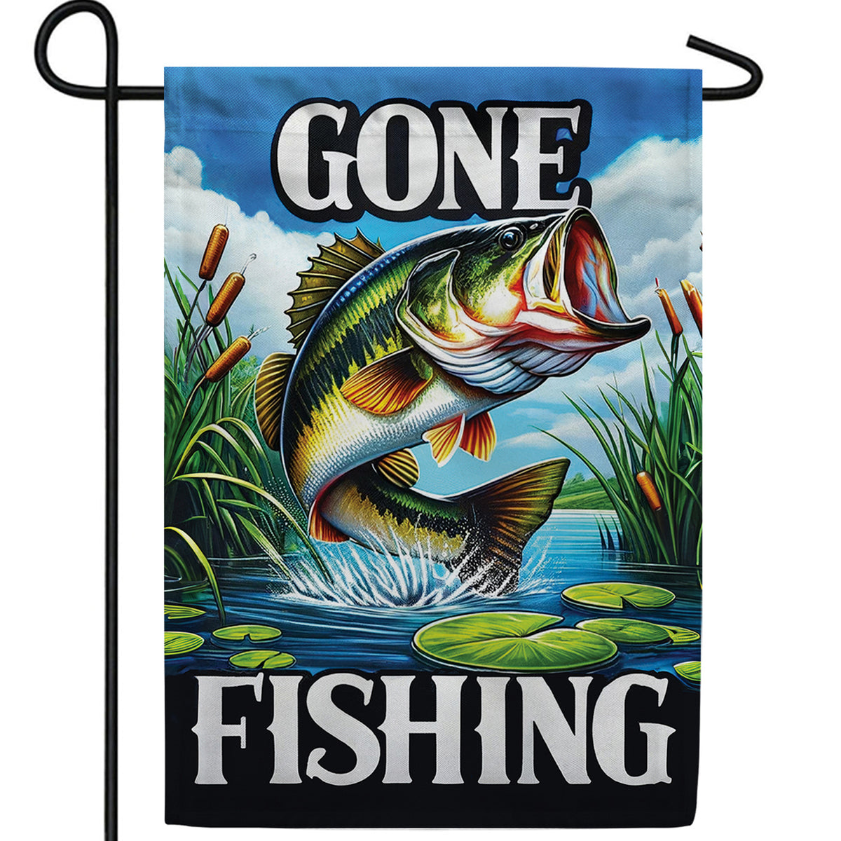 Lively Bass Fishing Adventure Double Sided Garden Flag