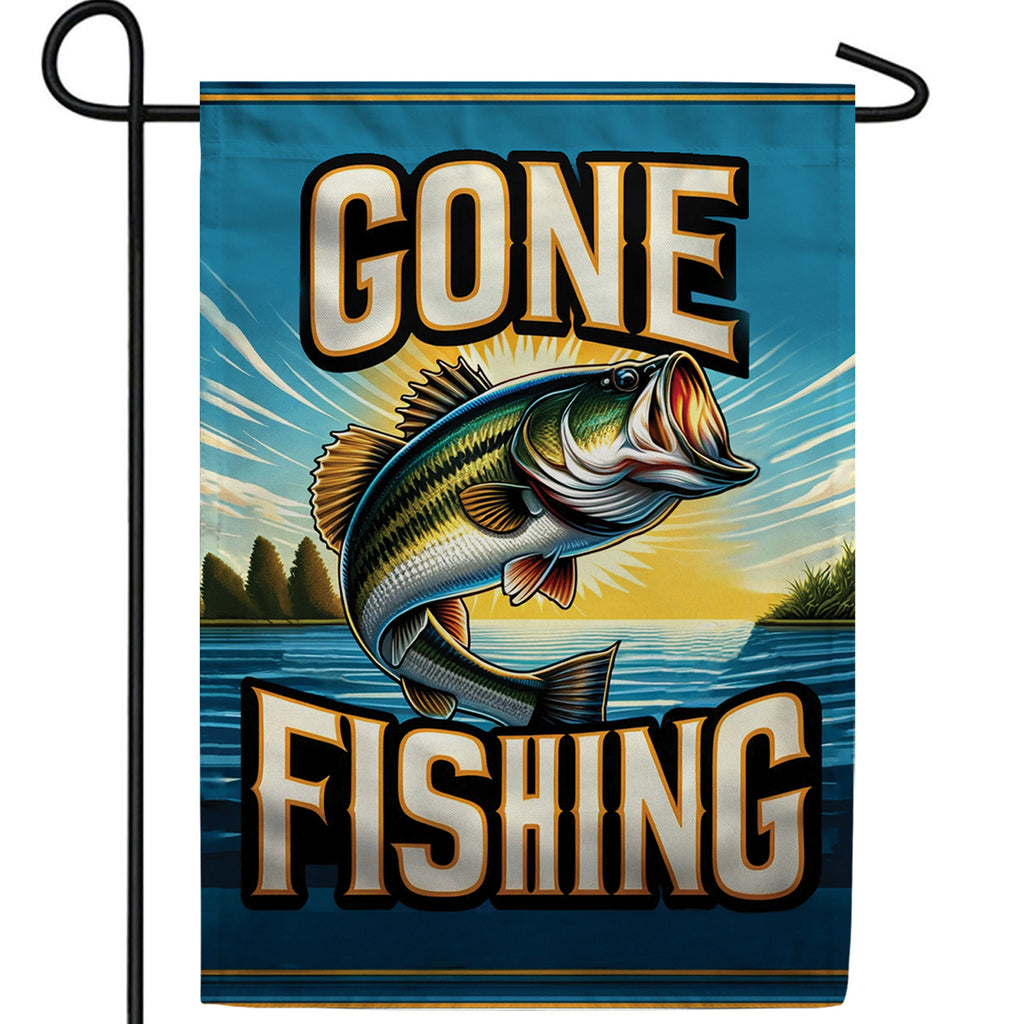 Sunset Bass Fishing Double Sided Garden Flag