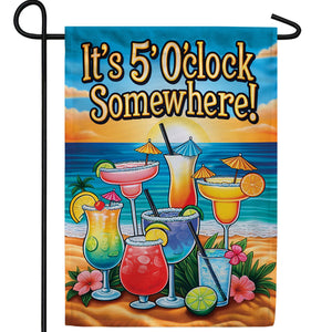 Beachfront Happy Hour Cocktails Double Sided Garden Flag