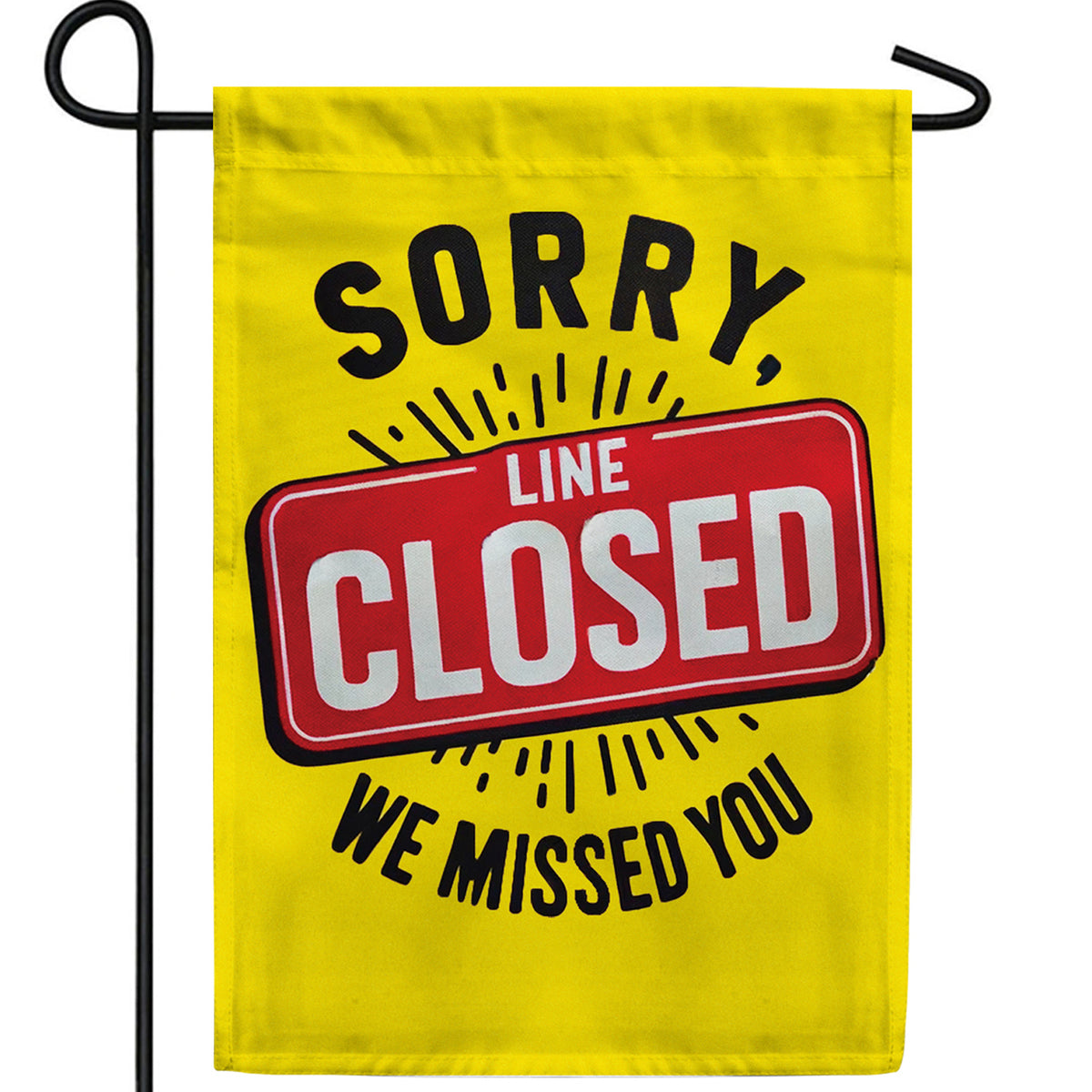 Line Closed Sign Double Sided Garden Flag
