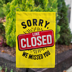 Line Closed Sign Double Sided Garden Flag