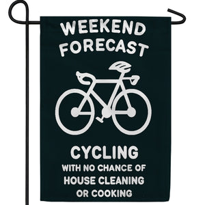Weekend Cycling Forecast Double Sided Garden Flag