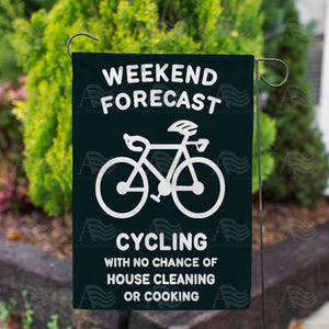 Weekend Cycling Forecast Double Sided Garden Flag