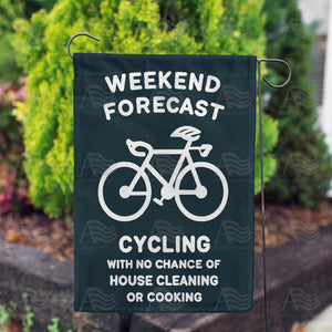 Weekend Cycling Forecast Double Sided Garden Flag