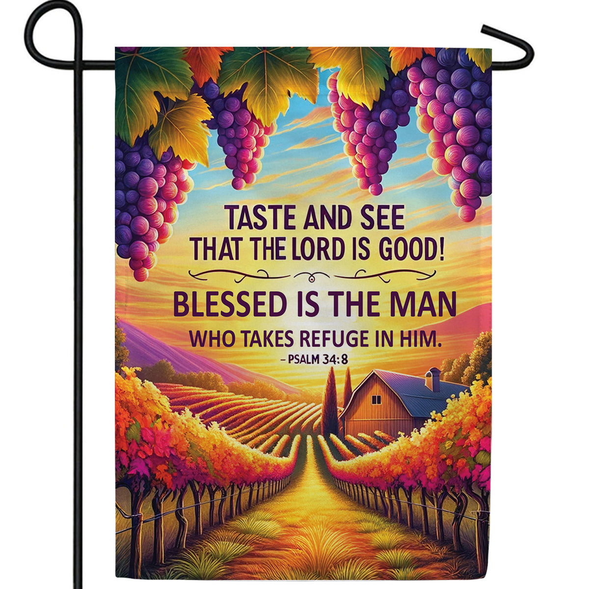 Autumn Vineyard Inspirational Verse Double Sided Garden Flag