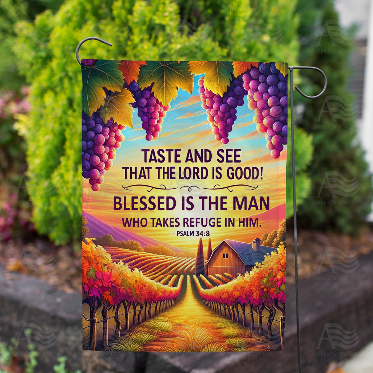 Autumn Vineyard Inspirational Verse Double Sided Garden Flag
