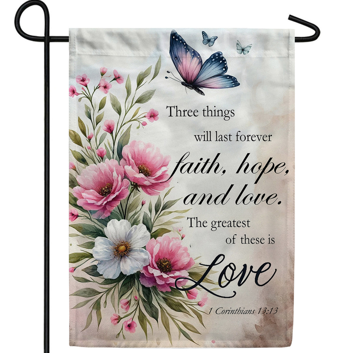 Butterflies and Blooms Love Verse Double Sided Garden Flag