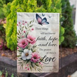 Butterflies and Blooms Love Verse Double Sided Garden Flag