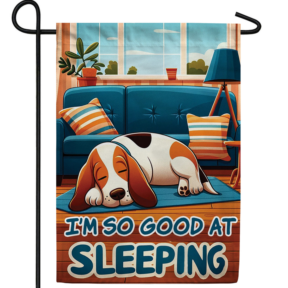 Napping Beagle Double Sided Garden Flag