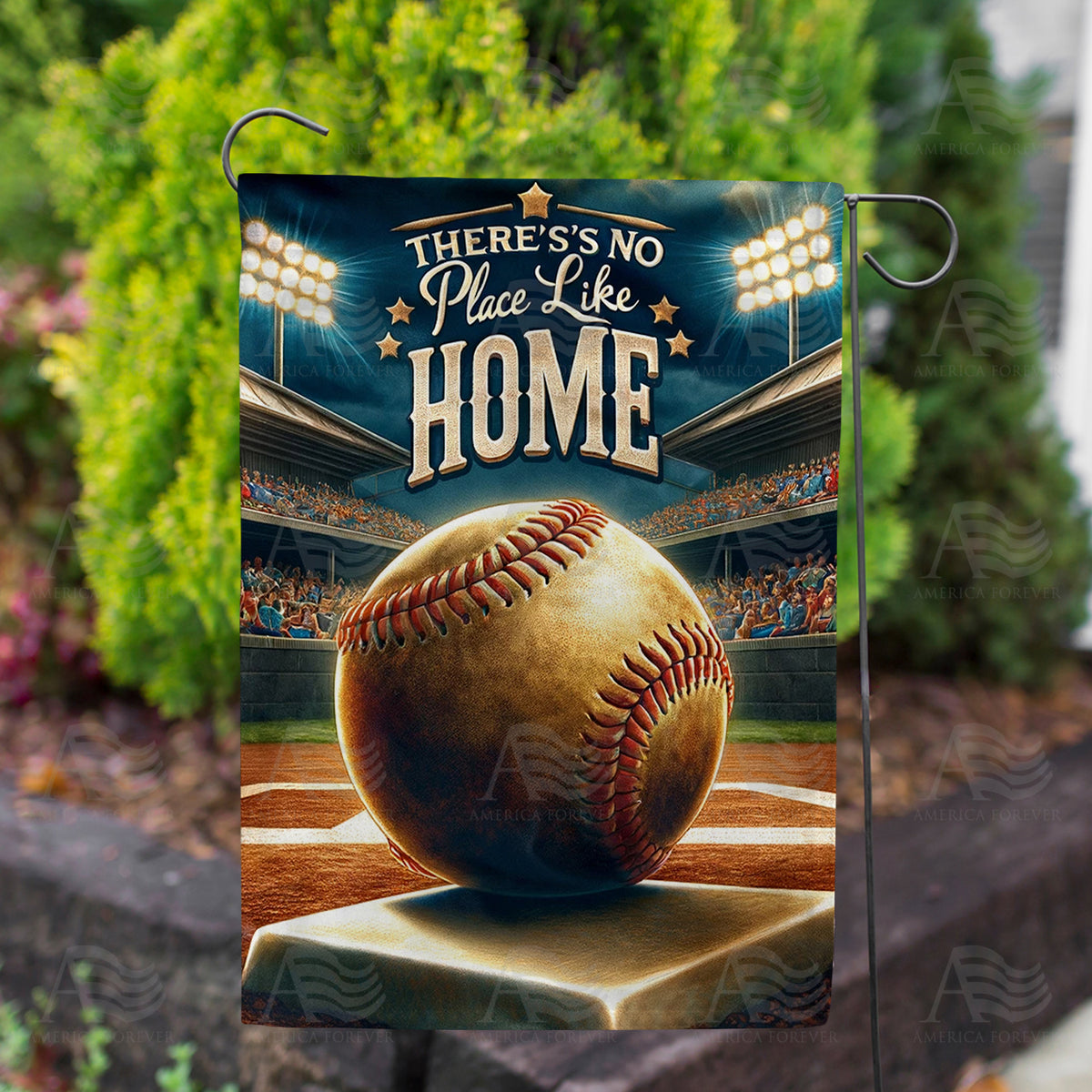 Home Base Baseball Stadium Double Sided Garden Flag