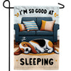 Expert Sleeper Beagle Double Sided Garden Flag