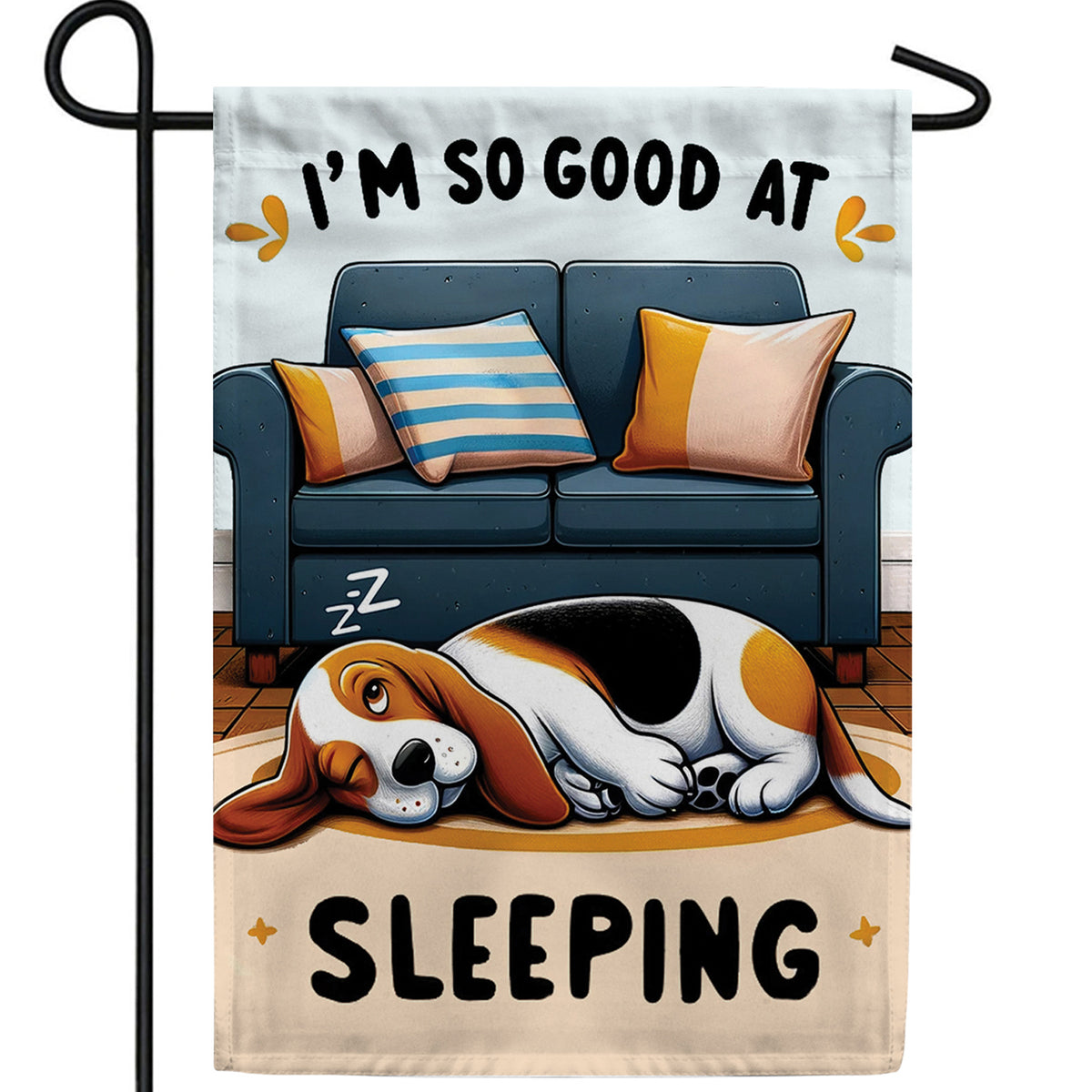Expert Sleeper Beagle Double Sided Garden Flag