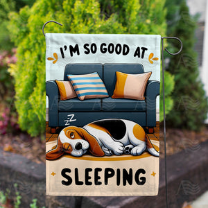 Expert Sleeper Beagle Double Sided Garden Flag