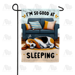Expert Sleeper Beagle Double Sided Garden Flag