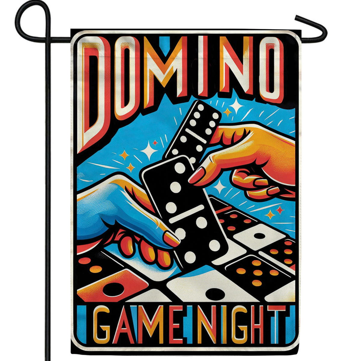 Retro Domino Game Night Double Sided Garden Flag