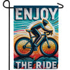 Retro Cyclist Sunset Ride Double Sided Garden Flag