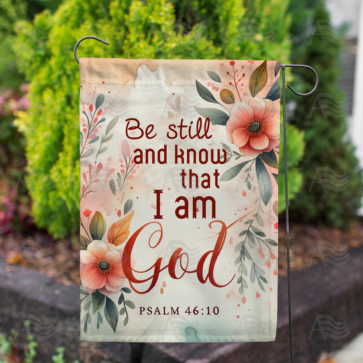 Floral Serenity Scripture Double Sided Garden Flag