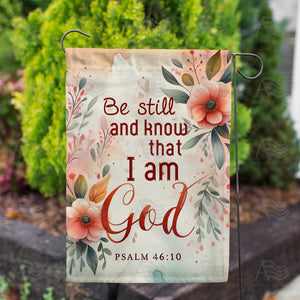 Floral Serenity Scripture Double Sided Garden Flag