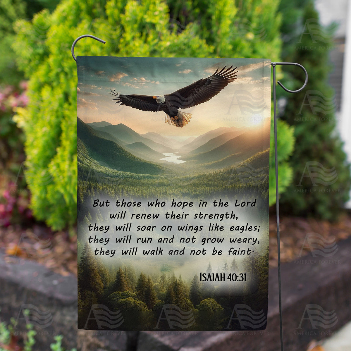 Majestic Eagle Scripture Double Sided Garden Flag