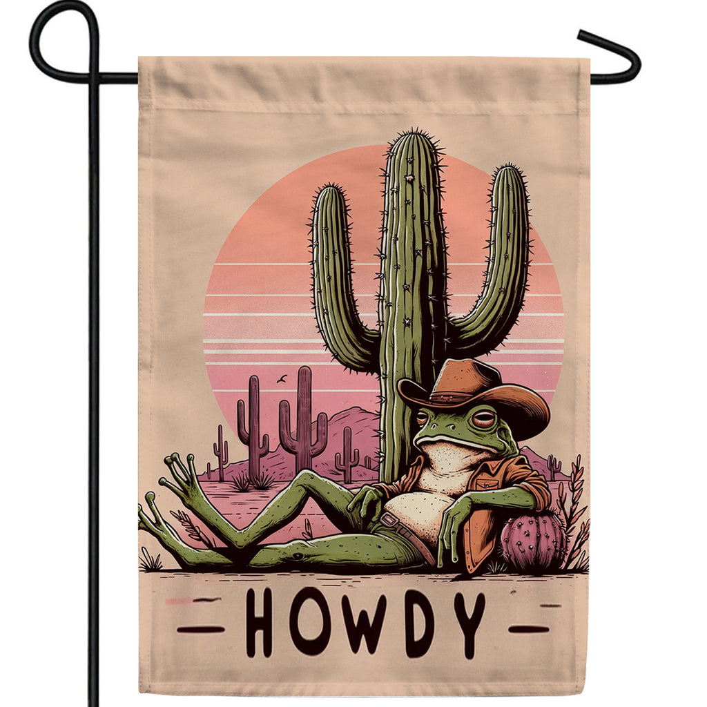 Desert Cowboy Frog Double Sided Garden Flag