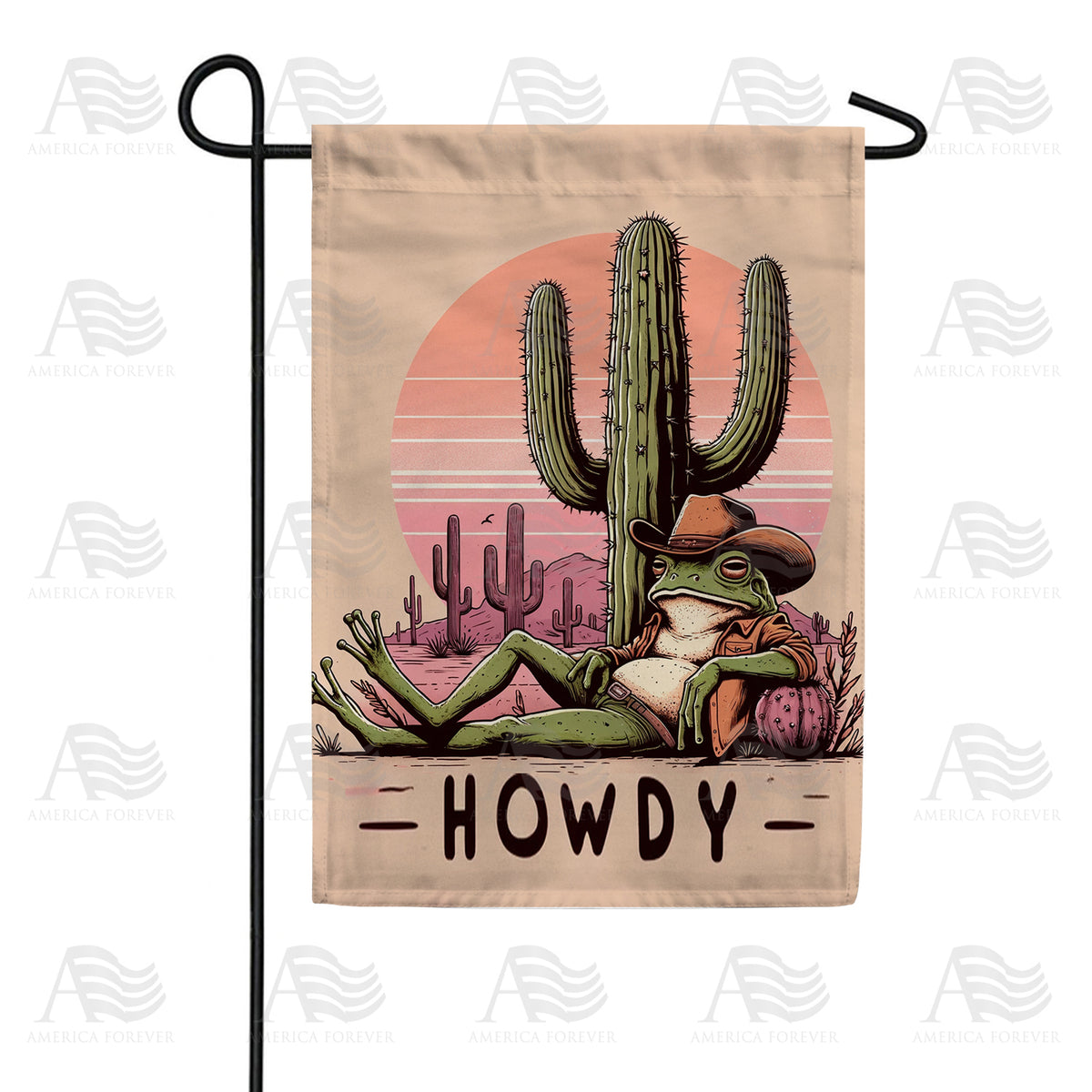 Desert Cowboy Frog Double Sided Garden Flag