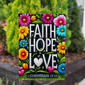 Faith Hope Love Double Sided Garden Flag