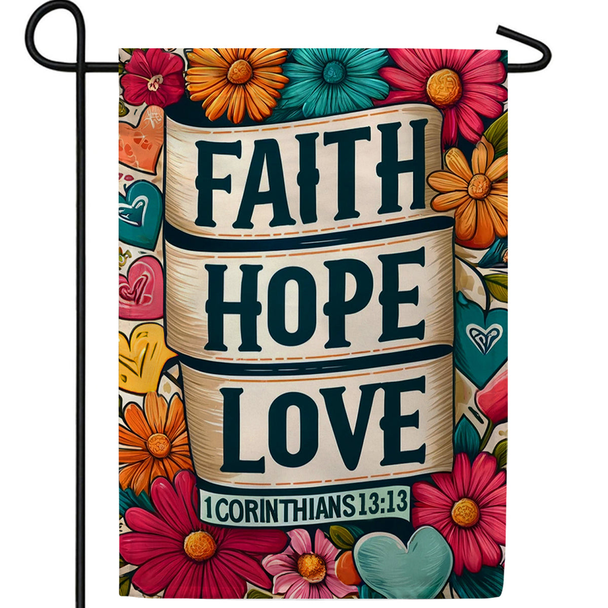 Faith Hope Love Scroll Double Sided Garden Flag