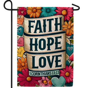 Faith Hope Love Scroll Double Sided Garden Flag